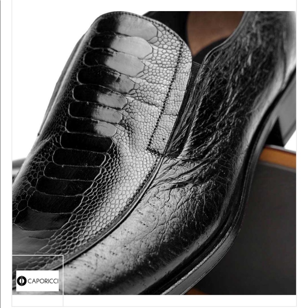 Caporicci 3324 Ostrich & Peccary Loafers Black - Picture 3 of 14
